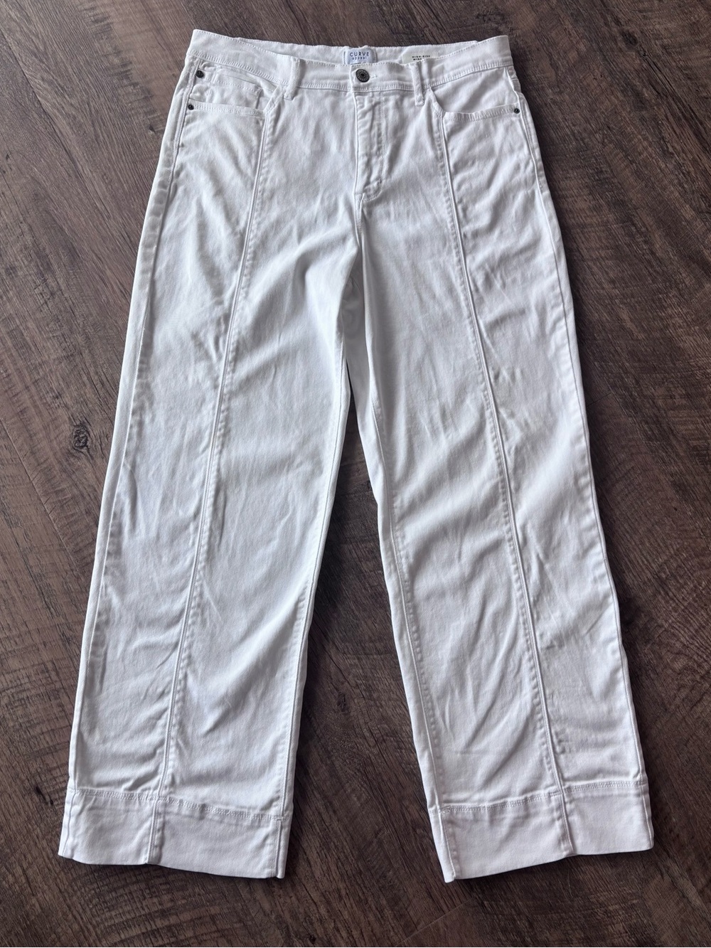 Curve Appeal High Rise Wide Leg Full Length White Denim Jeans